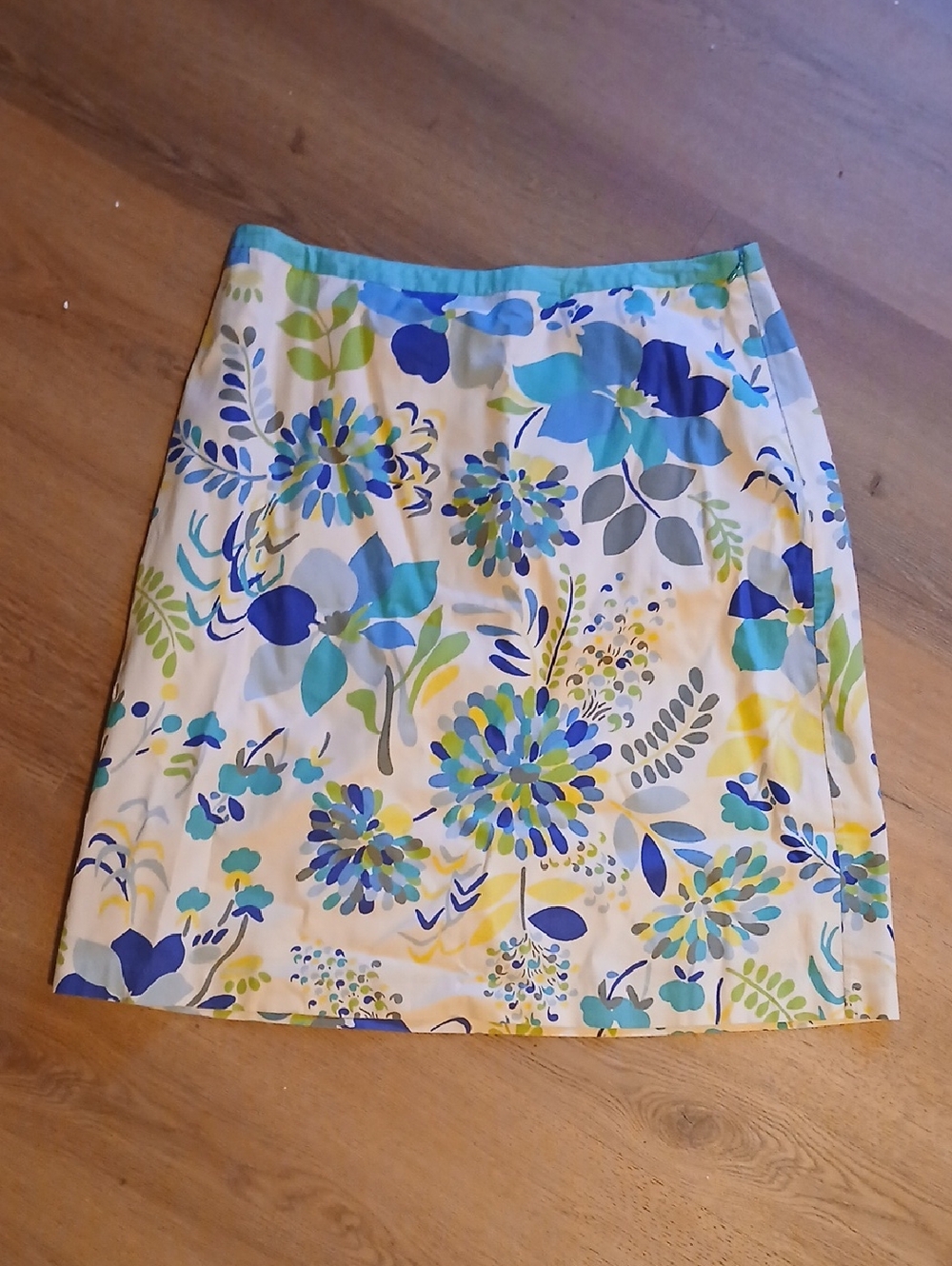 Boden Cream Mini Skirt with Blue & Green Floral Print
